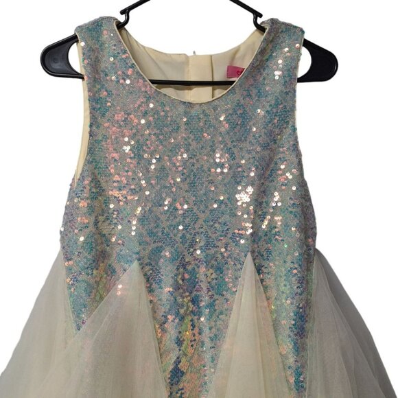 Cilucu Girls Dress Sequin Tulle Party Princess Birthday XXXL 16 Shiny Sparkle - Picture 2 of 10